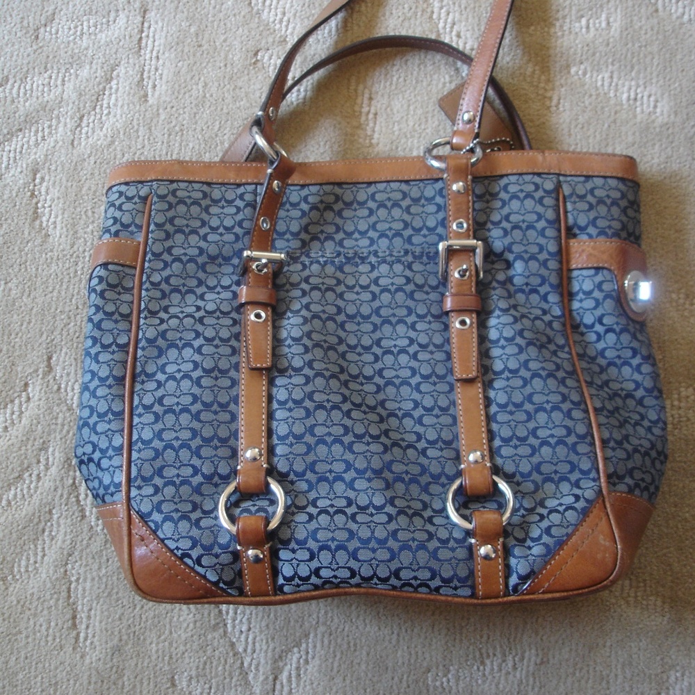 COACH B0849-F11526 Tote Purse Blue Canvas VG Cond. - Picture 2 of 7